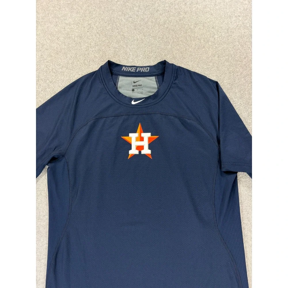 Houston Astros Nike Pro S/S Compression Baseball Shirt (Men's Large) Blue